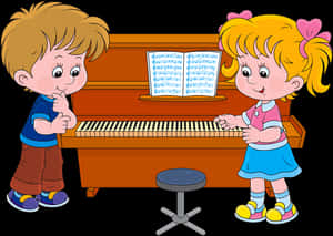 Piano And Children Cartoon , Transparent Cartoons - Piano Cartoon Free, HD Png Download PNG image with transparent background