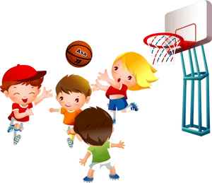 Kids_ Playing_ Basketball_ Clipart.png PNG Image