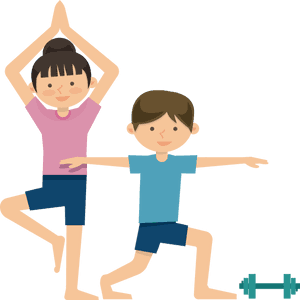 Kids Practicing Yoga Together PNG image with transparent background