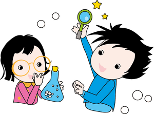 Kids Science Experiment Cartoon PNG with transparent background