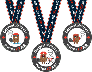 Kids Triathlon Medals Set PNG image with transparent background