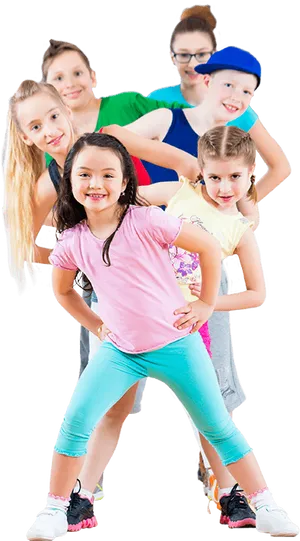 Kids Zumba Class Poses PNG Image