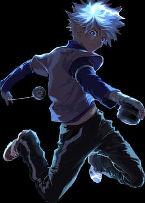 Killua Zoldyck Dynamic Pose PNG image with transparent background