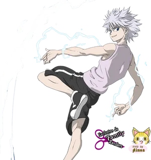 Killua Zoldyck Electric Aura PNG Image