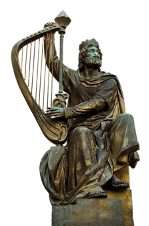 King David Harp Statue PNG Image