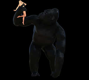 King Kong Holding Woman PNG image with transparent background