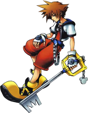 Kingdom Hearts Sorawith Keyblade PNG Image