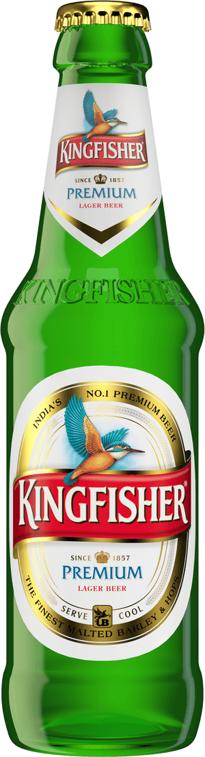Kingfisher Premium Indian Lager Beer Bottle PNG