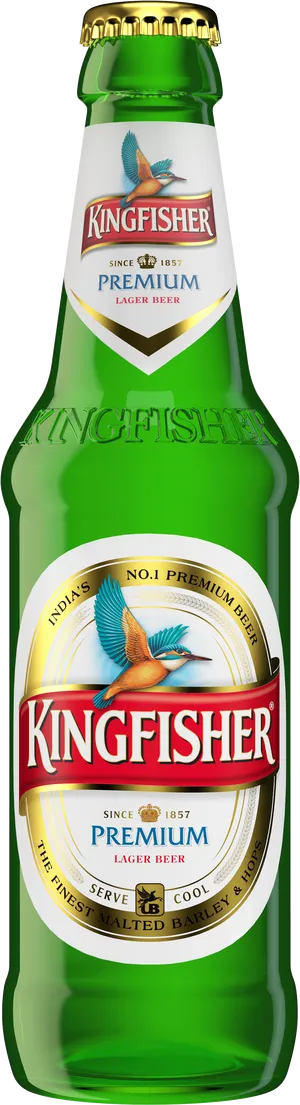 Kingfisher Premium Indian Lager Beer Bottle PNG Image