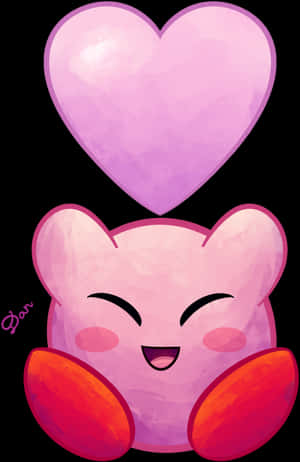 Kirby Love Heart Illustration PNG image with transparent background