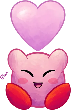 Kirby Love Heart Illustration PNG Image