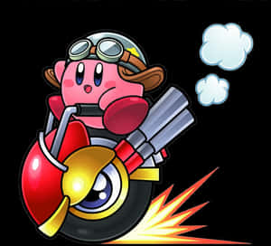 Kirby Riding Motorcycle PNG image with transparent background