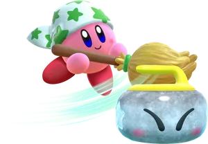 Kirby_ Sweeping_ Action PNG Image