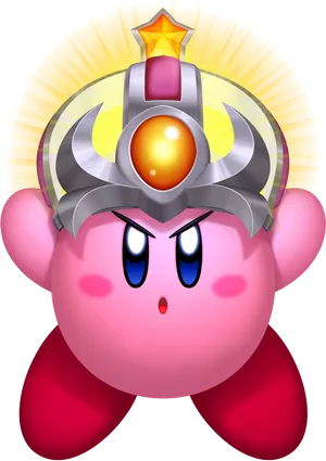 Kirby_with_ Star_ Rod_ Helmet PNG Image