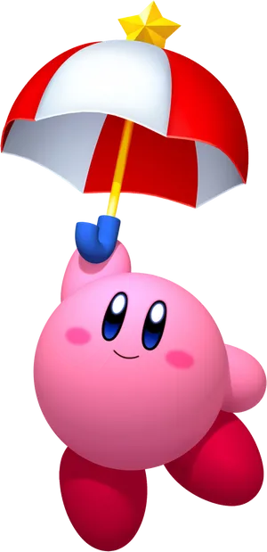 Kirby With Umbrella.png PNG Image