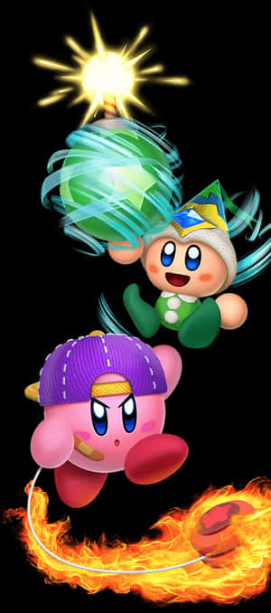 Kirbyand Friends Elemental Powers PNG image with transparent background