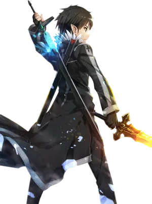 Kirito Dual Wielding Swords PNG Image