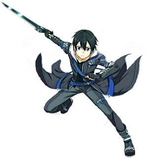 Kirito Sword Art Online Action Pose PNG Image