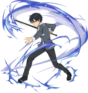 Kirito Sword Art Online Action Pose PNG Image