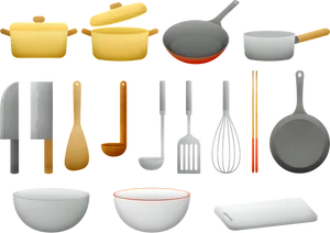 Kitchen_ Utensils_and_ Cookware_ Set PNG Image