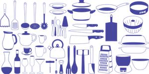 Kitchen_ Utensils_and_ Cookware_ Silhouettes PNG Image