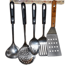 Kitchen Utensils Hangingon Rack PNG with transparent background