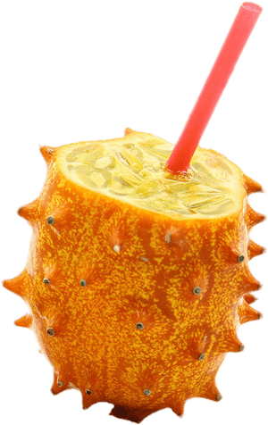 Kiwano With Straw, HD Png Download PNG
