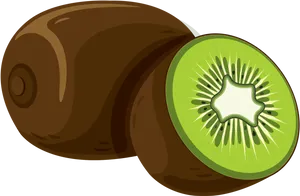 Kiwi Fruit Cut Vector Illustration PNG Image