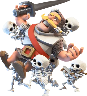 Knight Battling Skeletons PNG Image