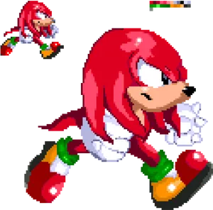 Knuckles Pixel Art Running PNG Image