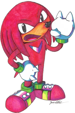 Knuckles The Echidna Artwork PNG Image