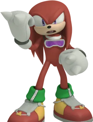 Knuckles The Echidna Assertive Pose PNG Image