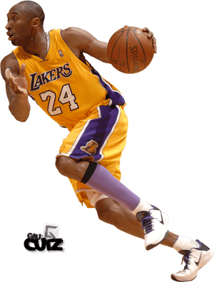 Kobe Bryant Lakers Action Shot PNG image with transparent background