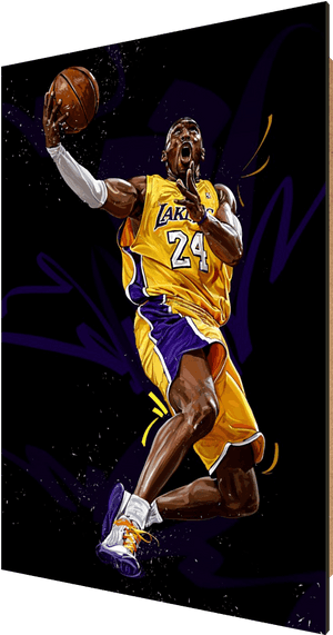 Kobe Bryant Lakers Dynamic Play PNG image with transparent background