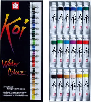 Koi Watercolor Paint Set Packaging PNG Image