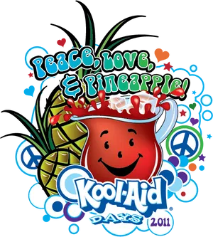 Kool Aid Man Peace Love Pineapple2011 PNG Image