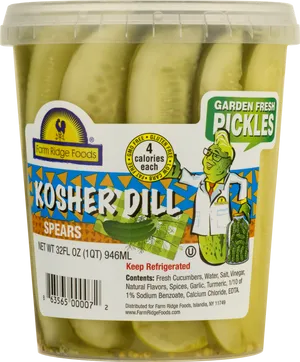 Kosher Dill Pickle Spears Container PNG Image