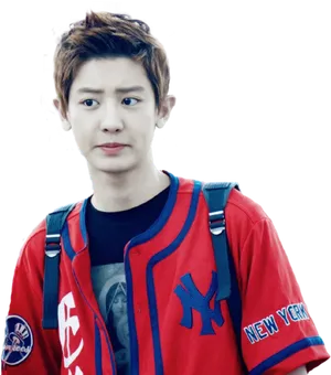 Kpop Starin Red Jacket PNG Image