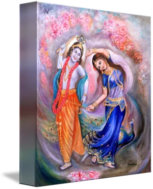 Krishna Radha Eternal Dance PNG Image