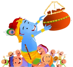 Krishna Stealing Butter PNG Image