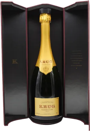 Krug Champagne Bottle Presentation PNG Image