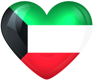 Kuwait Flag Heart Shaped Graphic PNG image with transparent background