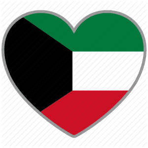 Kuwait Flag Heart Shaped Graphic PNG image with transparent background