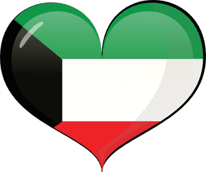 Kuwait Flag Heart Shaped PNG image with transparent background