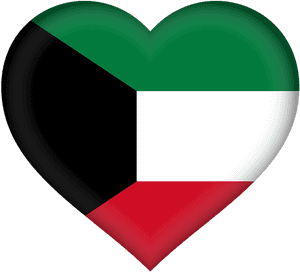 Kuwait Love Heart Flag PNG image with transparent background