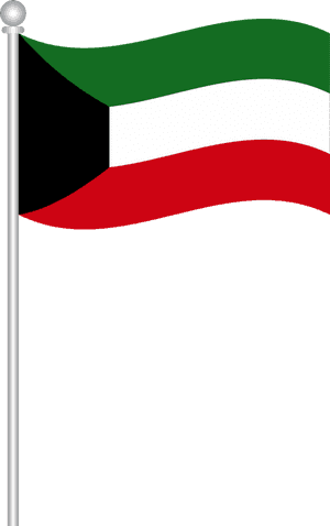 Kuwait National Flag Waving PNG image with transparent background
