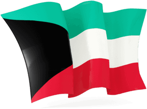 Kuwait National Flag Waving PNG image with transparent background