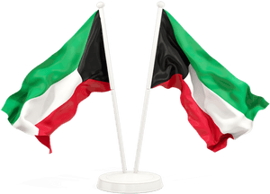 Kuwait National Flags Waving PNG image with transparent background