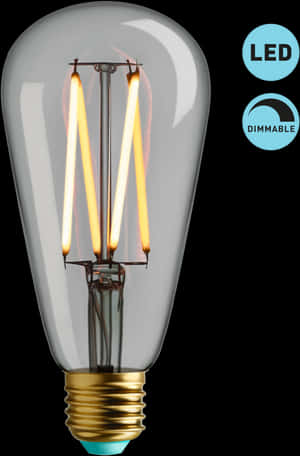 L E D Filament Light Bulb Dimmable PNG image with transparent background