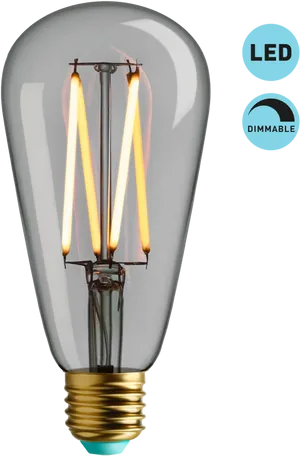 L E D Filament Light Bulb Dimmable PNG Image